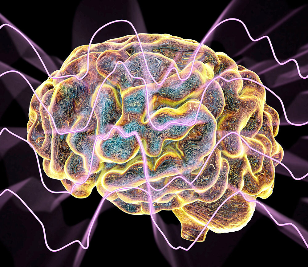 A computer illustration of the human brain in deep sleep